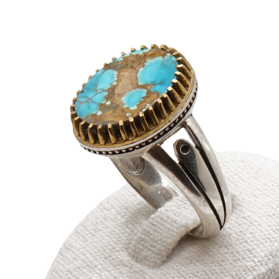 925 Silberring mit echtem Türkis "Firouz" – Handarbeit