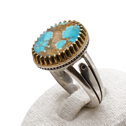 925 Silberring mit echtem Türkis "Firouz" – Handarbeit