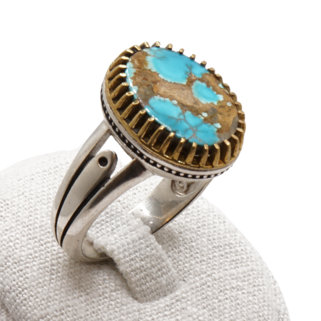 925 Silberring mit echtem Türkis "Firouz" – Handarbeit