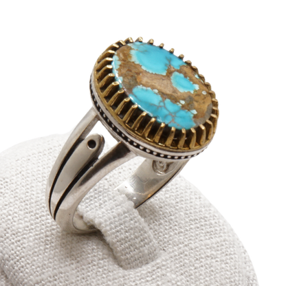925 Silberring mit echtem Türkis "Firouz" – Handarbeit