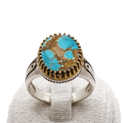 925 Silberring mit echtem Türkis "Firouz" – Handarbeit