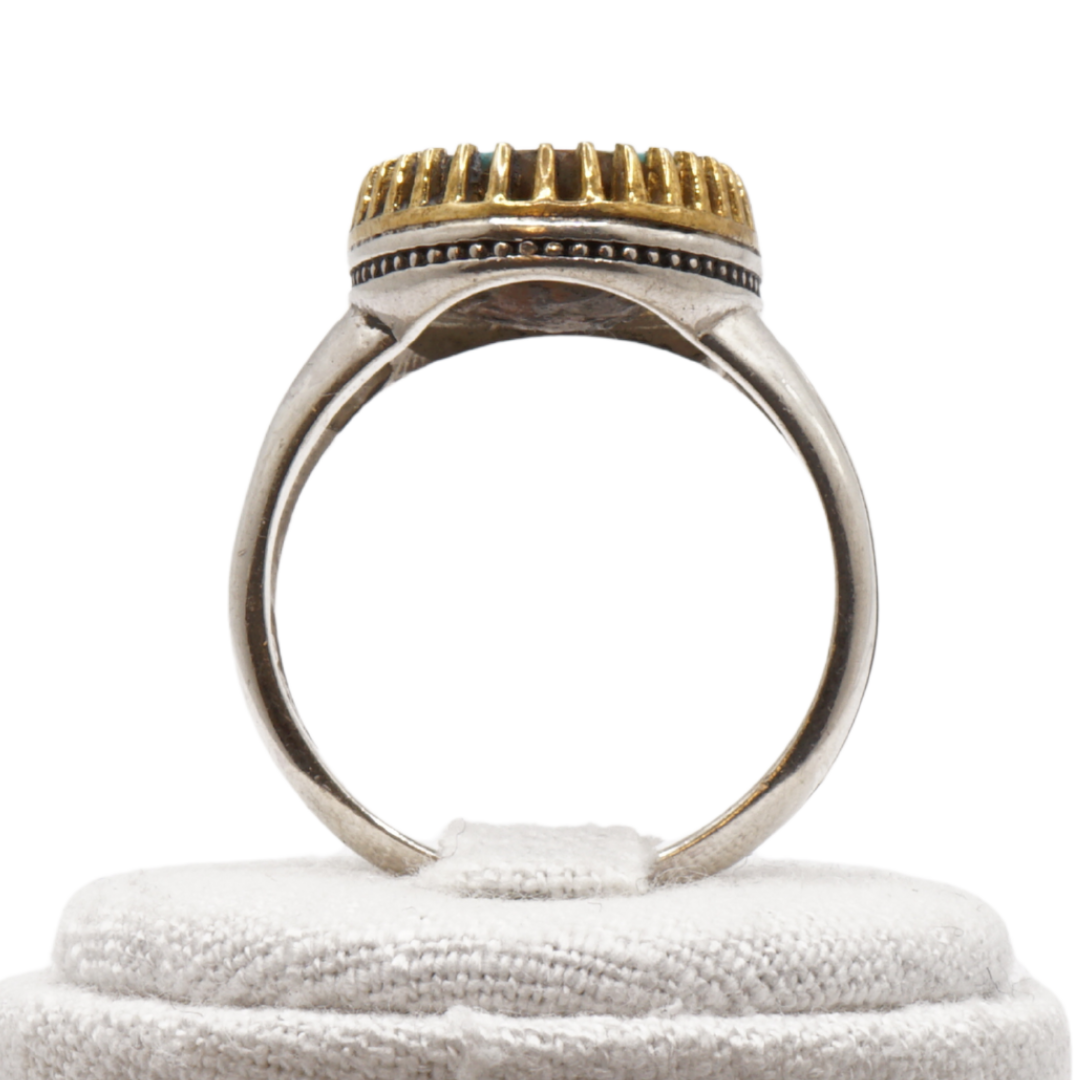 925 Silberring mit echtem Türkis "Firouz" – Handarbeit