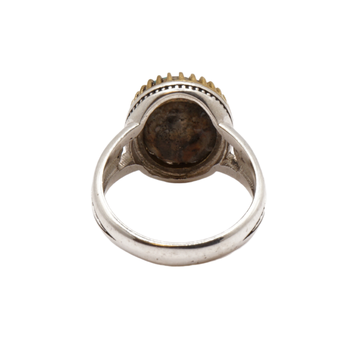 925 Silberring mit echtem Türkis "Firouz" – Handarbeit