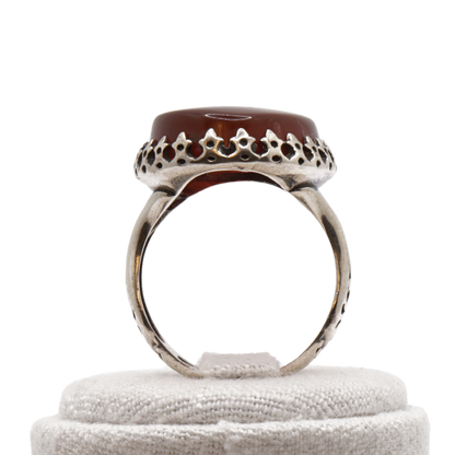 925 Silber Herren Aqeeq Ring Yamani - Jemen-Achat - Massiv