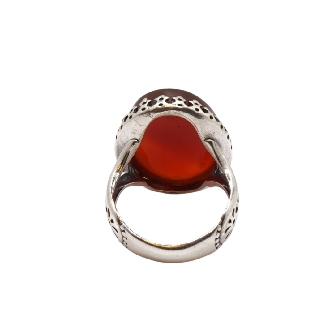 925 Silber Herren Aqeeq Ring Yamani - Jemen-Achat - Massiv