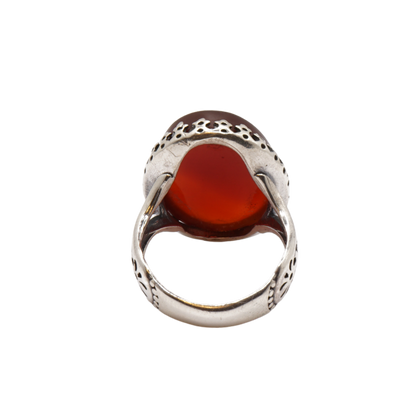 925 Silber Herren Aqeeq Ring Yamani - Jemen-Achat - Massiv