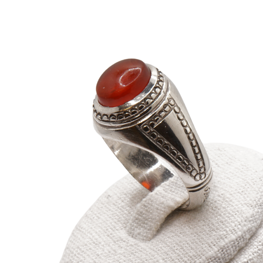 950 Silber Herren Aqeeq Ring Yamani - Jemen-Achat - Handarbeit - Massiv