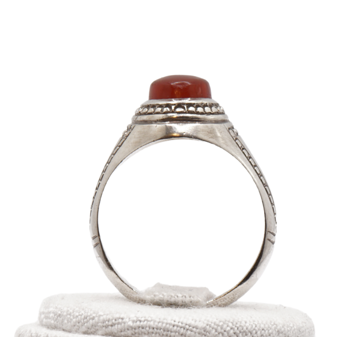 950 Silber Herren Aqeeq Ring Yamani - Jemen-Achat - Handarbeit - Massiv