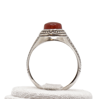 950 Silber Herren Aqeeq Ring Yamani - Jemen-Achat - Handarbeit - Massiv