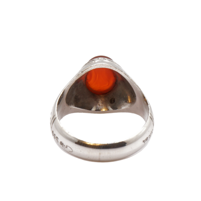 950 Silber Herren Aqeeq Ring Yamani - Jemen-Achat - Handarbeit - Massiv