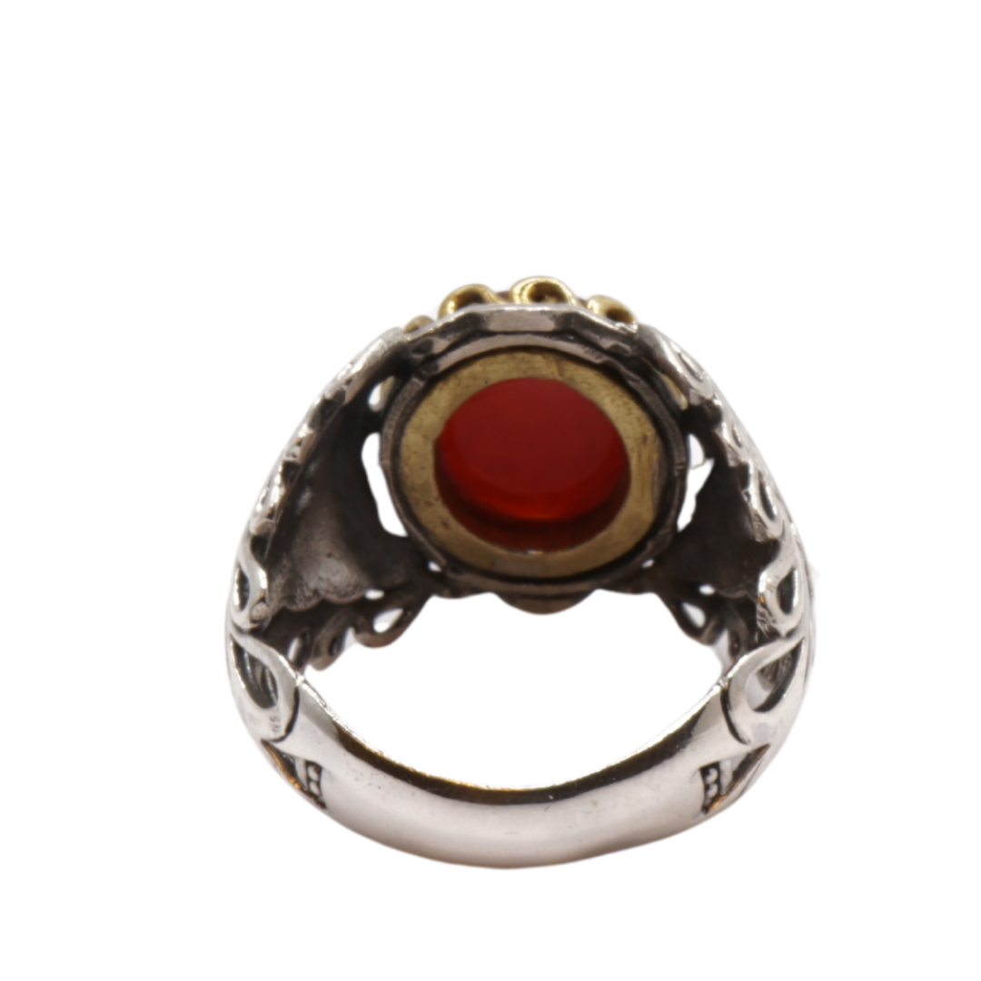 925 Silber Herren Aqeeq Ring Yamani - Jemen-Achat - Massiv