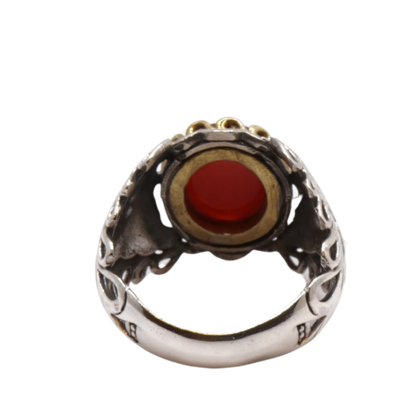 925 Silber Herren Aqeeq Ring Yamani - Jemen-Achat - Massiv