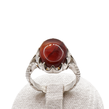 925 Silber Herren Aqeeq Ring Yamani - Jemen-Achat - Handarbeit - Massiv