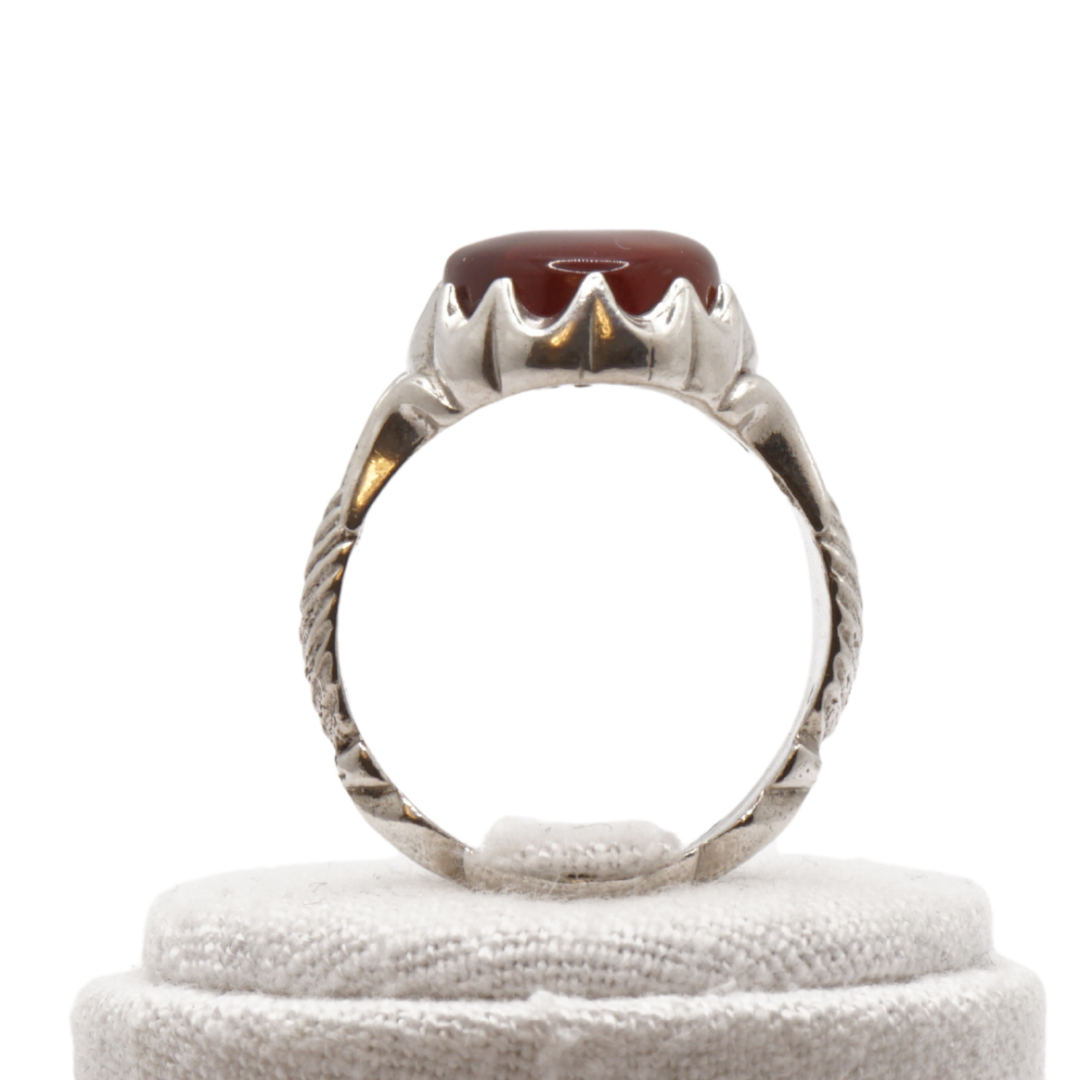 925 Silber Herren Aqeeq Ring Yamani - Jemen-Achat - Handarbeit - Massiv