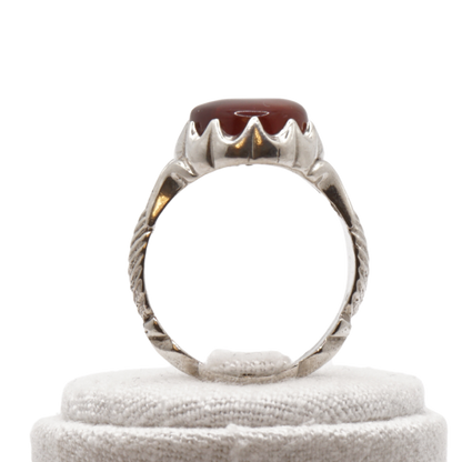 925 Silber Herren Aqeeq Ring Yamani - Jemen-Achat - Handarbeit - Massiv