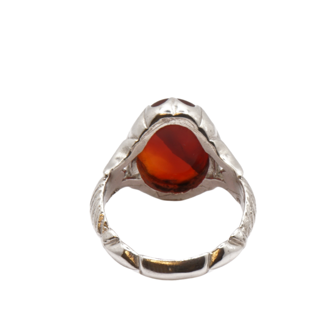 925 Silber Herren Aqeeq Ring Yamani - Jemen-Achat - Handarbeit - Massiv