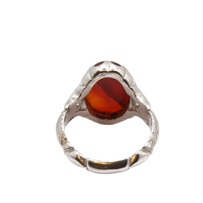 925 Silber Herren Aqeeq Ring Yamani - Jemen-Achat - Handarbeit - Massiv