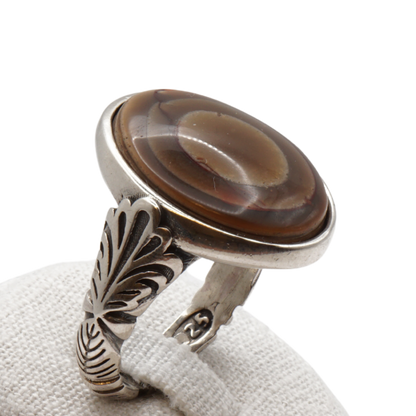 925 Silber Herren Aqeeq Ring - Augenachat - Handarbeit - Massiv