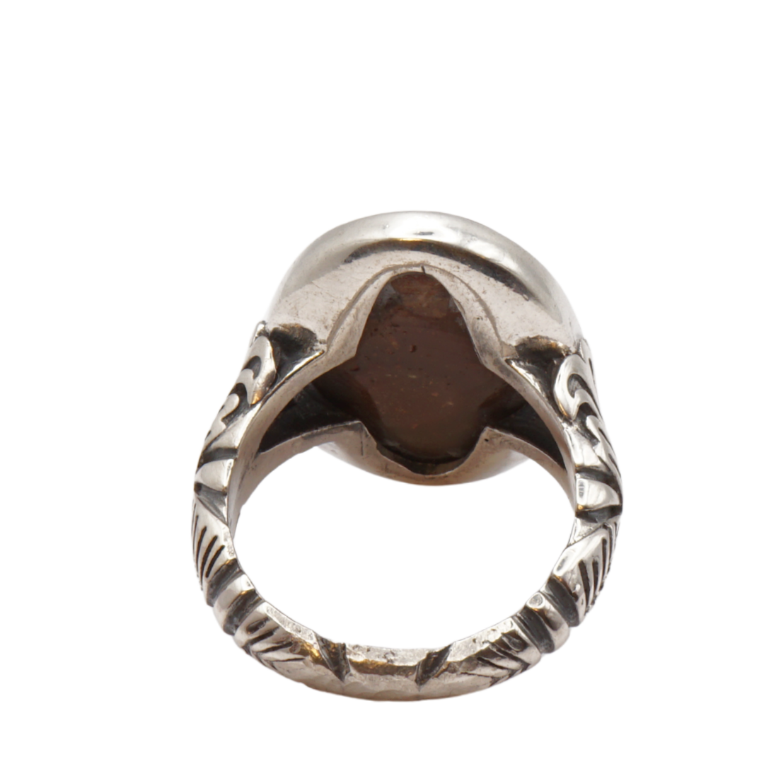 925 Silber Herren Aqeeq Ring - Augenachat - Handarbeit - Massiv