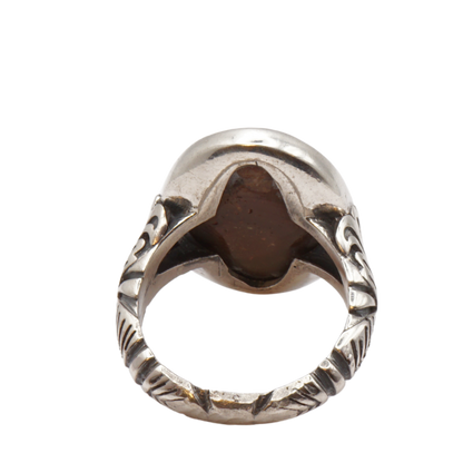 925 Silber Herren Aqeeq Ring - Augenachat - Handarbeit - Massiv