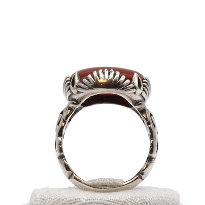 925 Silber Herren Aqeeq Ring Yamani - Jemen-Achat - Handarbeit - Massiv