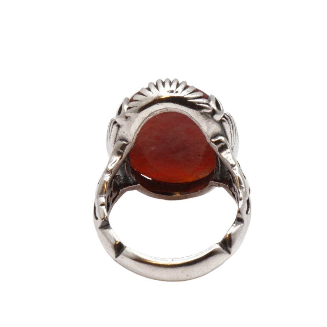 925 Silber Herren Aqeeq Ring Yamani - Jemen-Achat - Handarbeit - Massiv