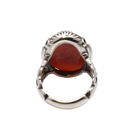 925 Silber Herren Aqeeq Ring Yamani - Jemen-Achat - Handarbeit - Massiv