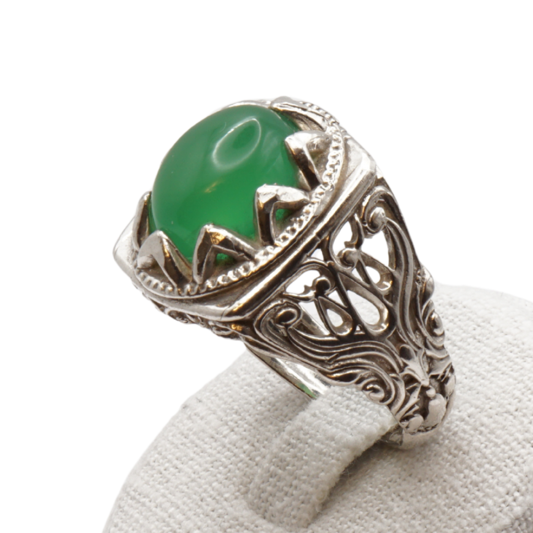 925 Silber Herren Aqeeq Ring Yamani - Jemen-Achat