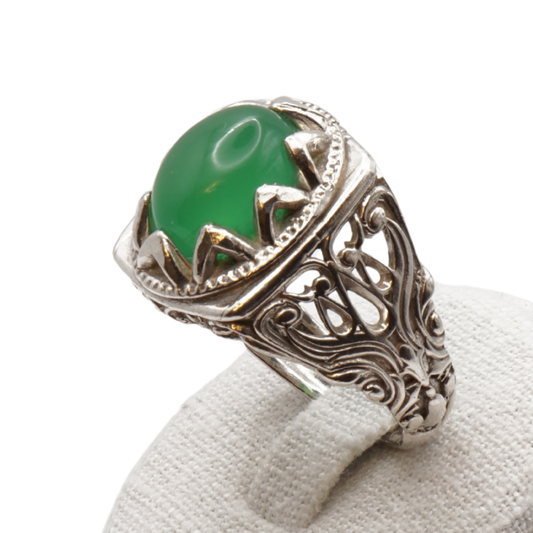 925 Silber Herren Aqeeq Ring Yamani - Jemen-Achat