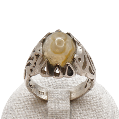 925 Silber Herren Aqeeq Ring - Augenachat - Handarbeit - Massiv