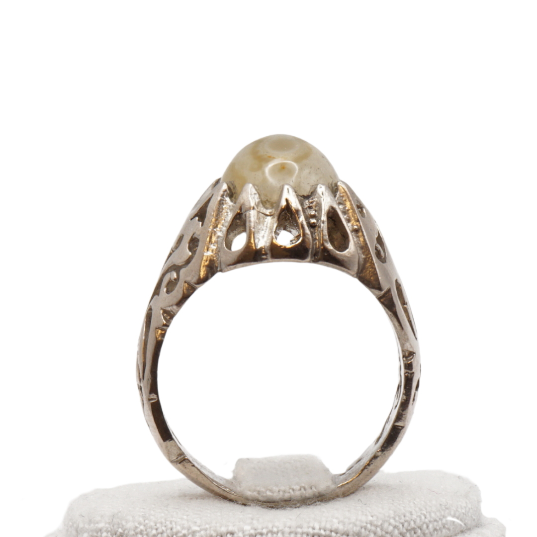 925 Silber Herren Aqeeq Ring - Augenachat - Handarbeit - Massiv