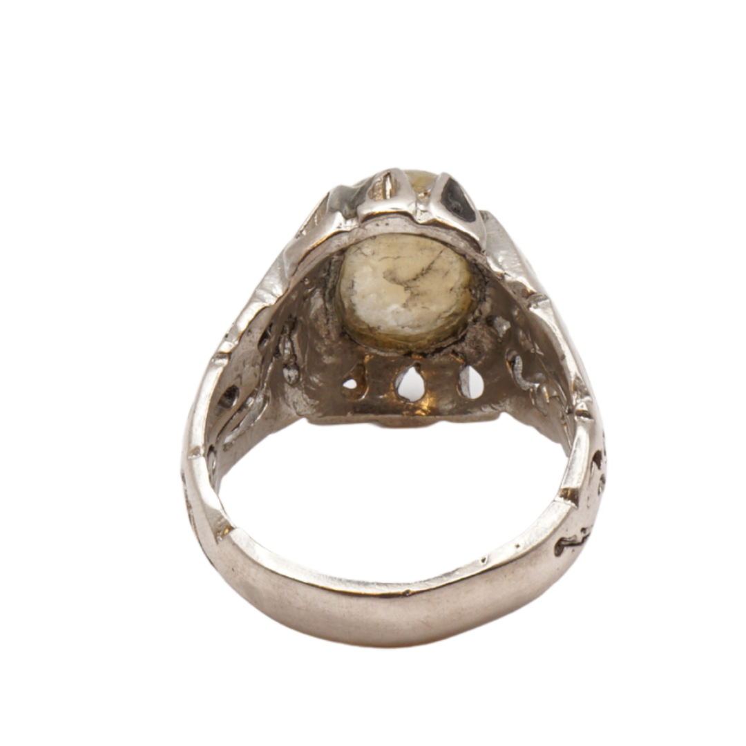 925 Silber Herren Aqeeq Ring - Augenachat - Handarbeit - Massiv