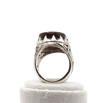 925 Silber Herren Aqeeq Ring Yamani - Jemen-Achat - Handarbeit - Massiv