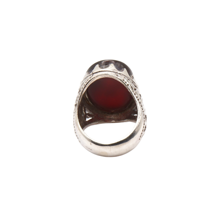 925 Silber Herren Aqeeq Ring Yamani - Jemen-Achat - Handarbeit - Massiv
