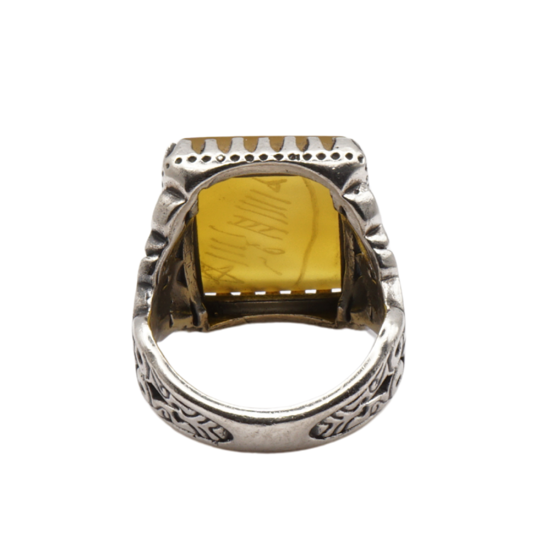 925 Silber Herren Aqeeq Ring Yamani - Jemen-Achat - Handarbeit - Massiv