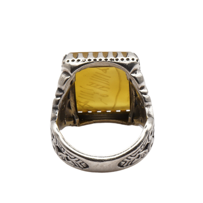 925 Silber Herren Aqeeq Ring Yamani - Jemen-Achat - Handarbeit - Massiv