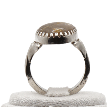 925 Silber Massiver Herrenring mit echtem Rutilquarz- Handarbeit