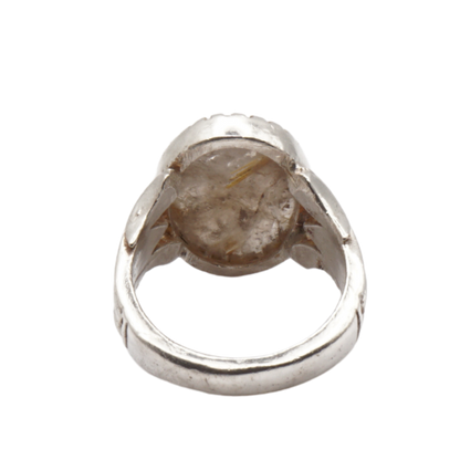 925 Silber Massiver Herrenring mit echtem Rutilquarz- Handarbeit