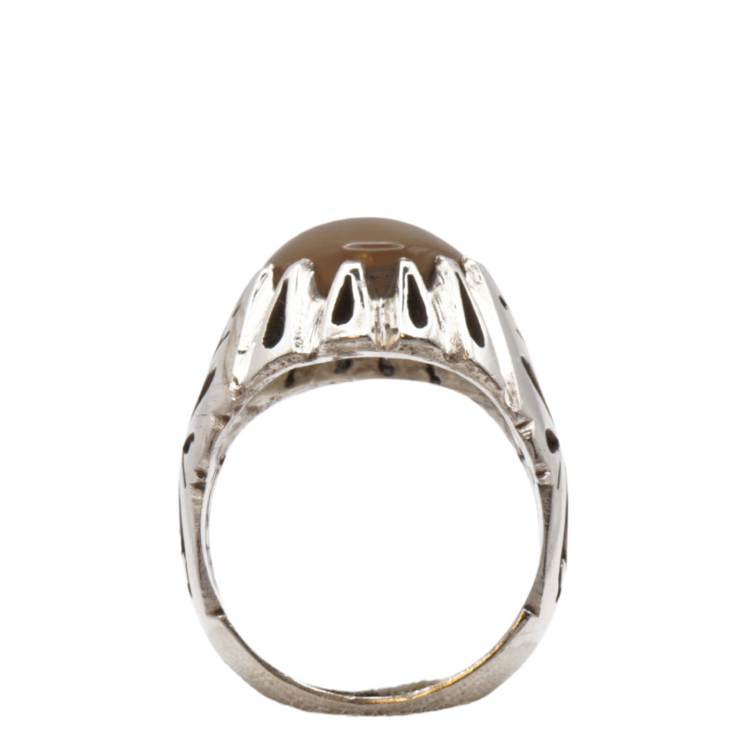 925 Silber Herren Aqeeq Ring Yamani - Jemen-Achat - Massiv