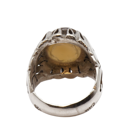 925 Silber Herren Aqeeq Ring Yamani - Jemen-Achat - Massiv