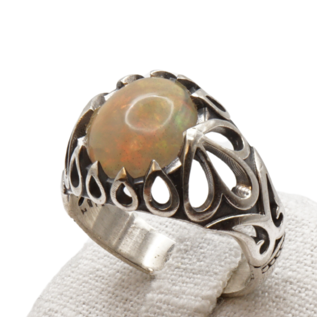 925 Silber Herrenring Welo-Opal / Edelopal - Handarbeit - Massiv