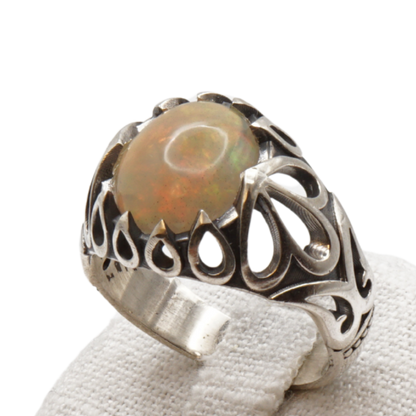 925 Silber Herrenring Welo-Opal / Edelopal - Handarbeit - Massiv