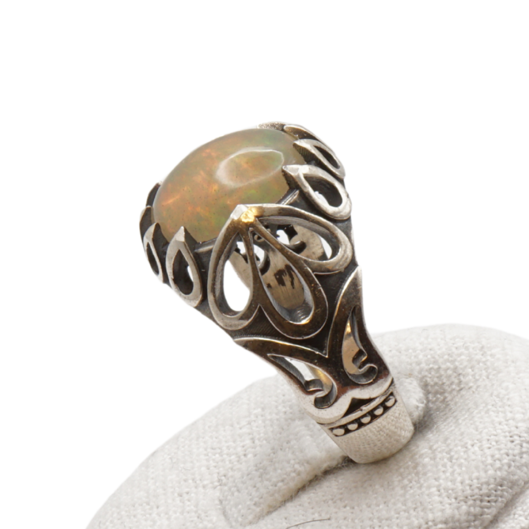 925 Silber Herrenring Welo-Opal / Edelopal - Handarbeit - Massiv