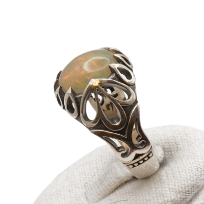 925 Silber Herrenring Welo-Opal / Edelopal - Handarbeit - Massiv