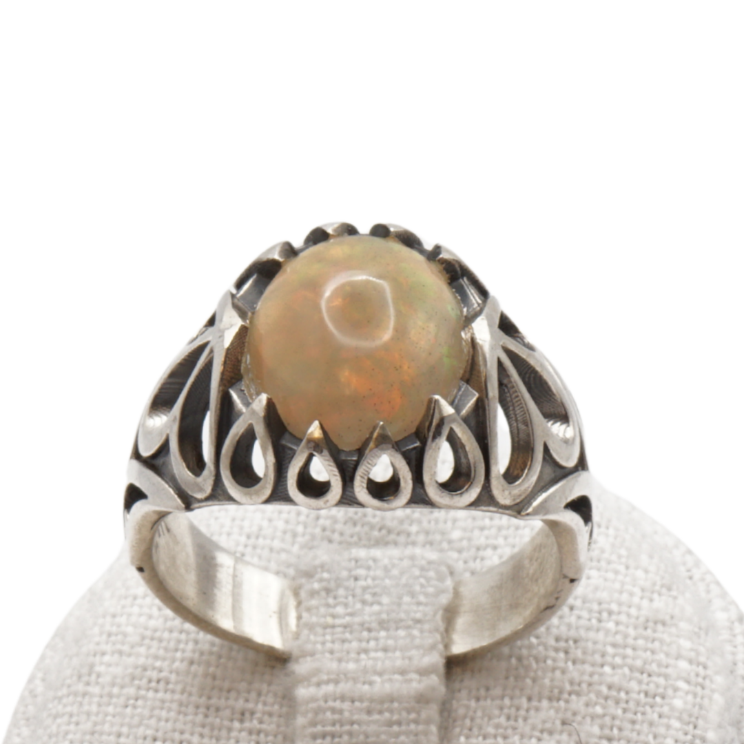 925 Silber Herrenring Welo-Opal / Edelopal - Handarbeit - Massiv