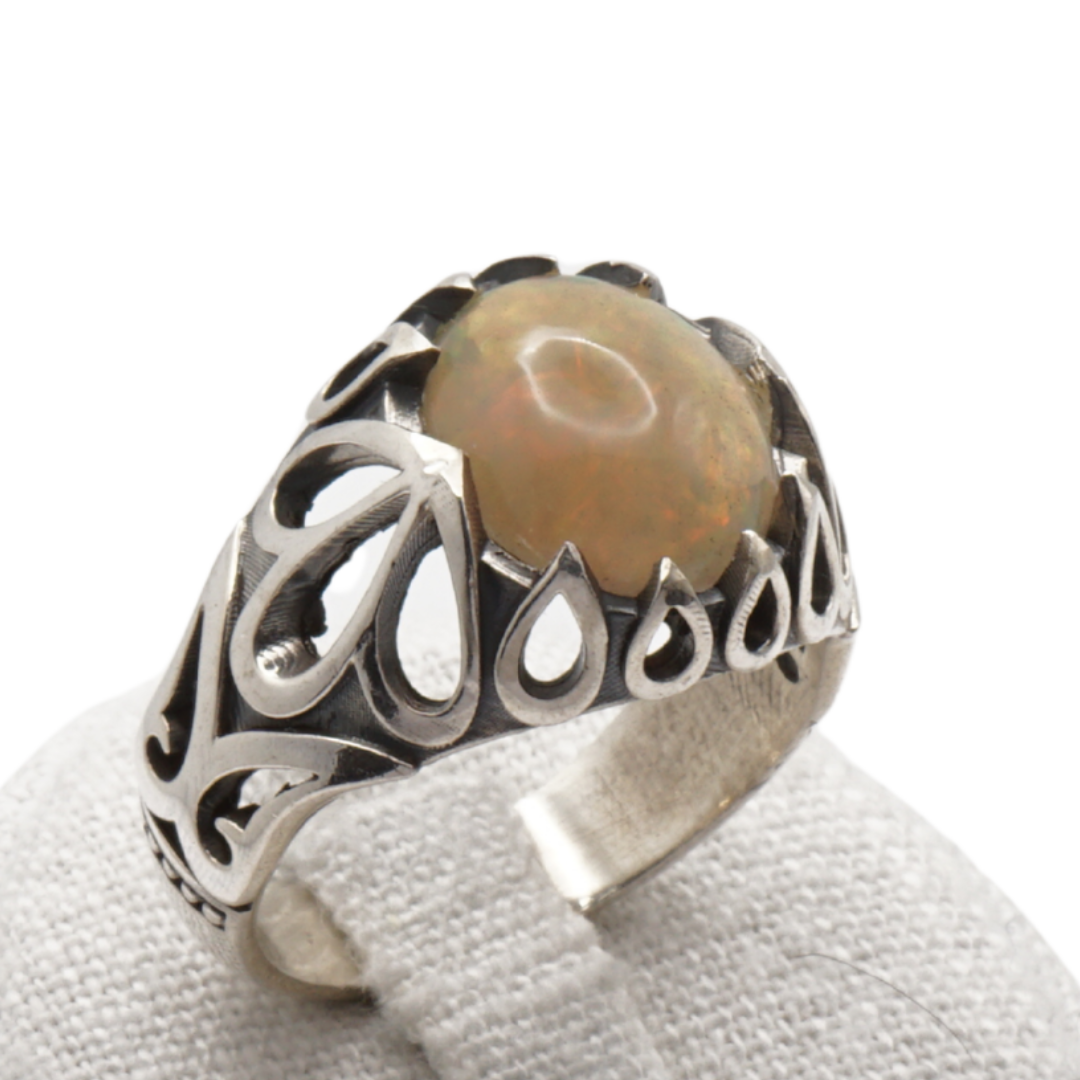 925 Silber Herrenring Welo-Opal / Edelopal - Handarbeit - Massiv