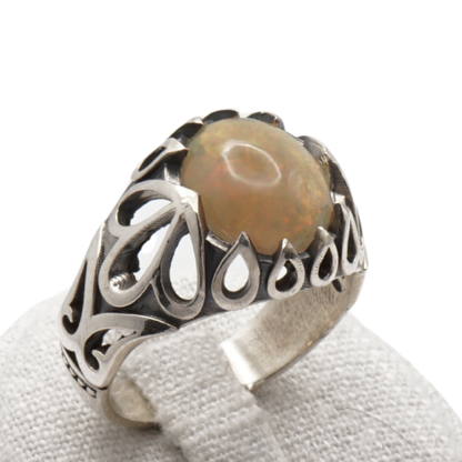 925 Silber Herrenring Welo-Opal / Edelopal - Handarbeit - Massiv