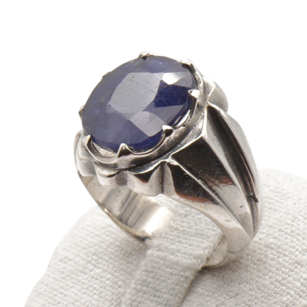 925 Silberring mit echtem Saphi r- Handarbeit