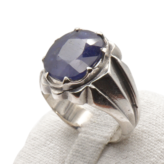 925 Silberring mit echtem Saphi r- Handarbeit