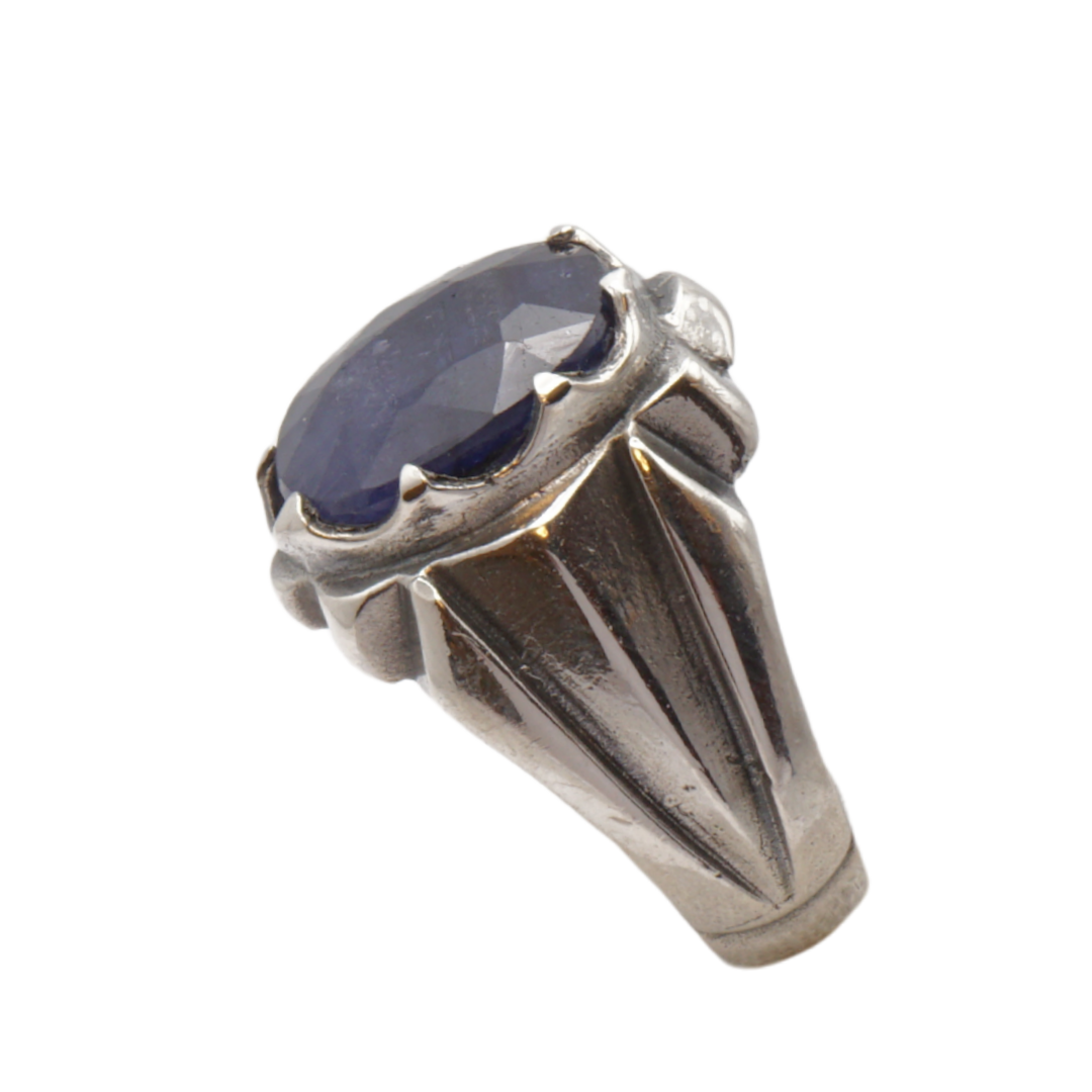 925 Silberring mit echtem Saphi r- Handarbeit